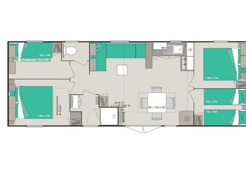 Mobilhome 8 personnes - Premium - 4 chambres - 38m²
