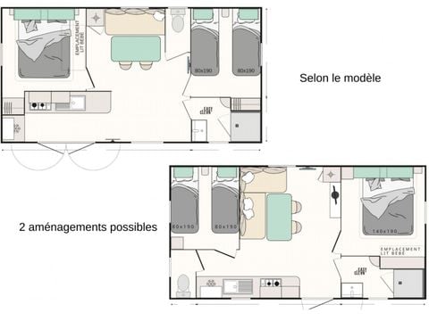 MOBILHOME 7 personnes - Mobil-home Evasion+ 7 personnes 2 chambres 28m²
