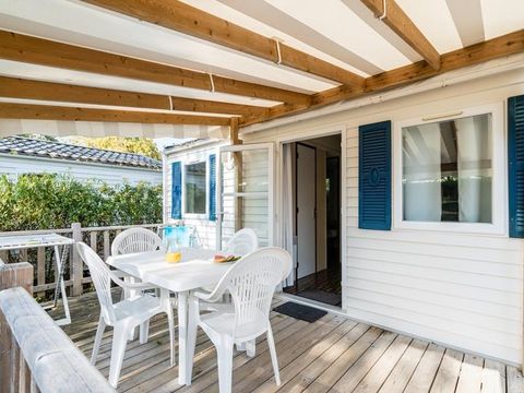 MOBILHOME 2 personnes - Mobil-home Plage 18.6m² (+ de 10 ans) (1 chambre) + Terrasse bois semi-couverte + TV 2 pers