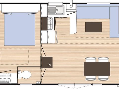 MOBILHOME 5 personnes - Mobil-home Evasion 28.5m² (2 chambres M) (- de 8 ans) + TV + Terrasse