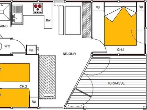 CHALET 5 personnes - Chalet Club 4/5p - 2 chambres - TV - Climatisation