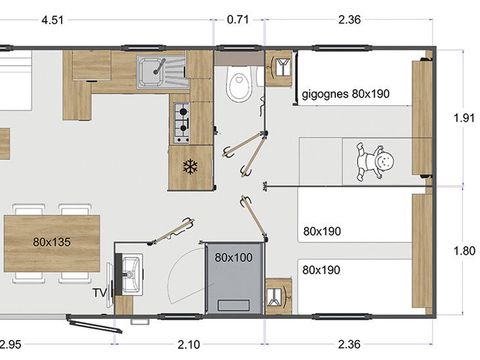 MOBILHOME 6 personnes - SAINT-ESTEPHE 3CH 2SDB