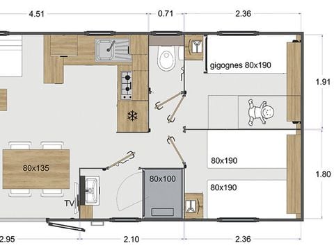 MOBILHOME 6 personnes - SAINT-ESTEPHE 3CH 2SDB