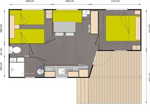 Mobilhome 4 personnes - "Bambou" 2 chambres