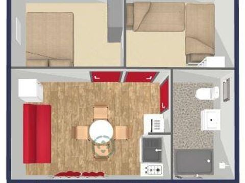 CHALET 4 personnes - Chalet PMR Marina Confort 30m² - 2 chambres + terrasse couverte 15m²