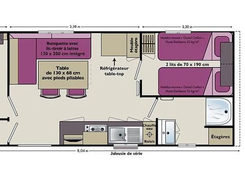 MOBILHOME 5 personnes - Farniente - TV - WIFI