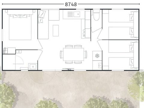 MOBILHOME 6 personnes - Premium | 3 Ch. | 6 Pers. | Terrasse Lounge | 1 SDB | Clim. | TV