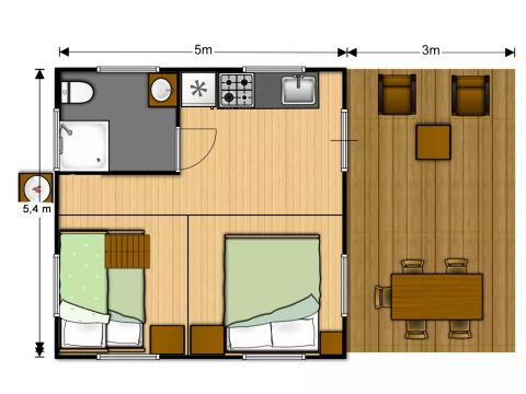 TENTE TOILE ET BOIS 5 personnes - BAOBAB