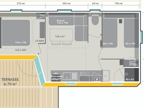 Mobilhome 4 personnes - 2 chambres 4/6 personnes climatisé