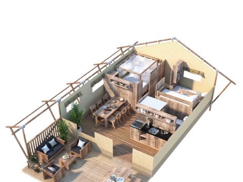 Tente en toile et en bois 5 personnes - GLAMPING TRAMUNTANA 2/5 pers