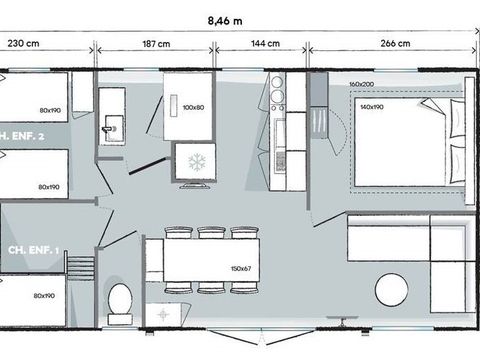 MOBILHOME 2 personnes - 3 Chambres