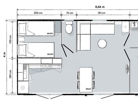 MOBILHOME 2 personnes - 2 Chambres