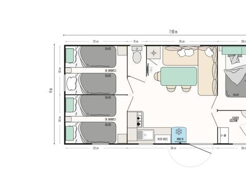 Mobilhome 6 personnes - Mobil-home | Premium | 3 Ch. | 6 Pers. | Terrasse Lounge | Clim. | TV