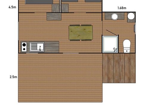 TENTE TOILE ET BOIS 5 personnes - C- Lodge Pilotis - 2 chambres 24m² avec terrasse couverte TENTE TOILE ET BOIS 5 personnes - C- Lodge Pilotis - 2 chambres 24m² avec terrasse couverte