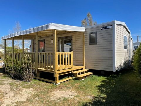 MOBILHOME 5 personnes - remium 30m² (2 chambres) + terrasse couverte 10m² + draps + serviettes + LV + TV 4/5 pers.