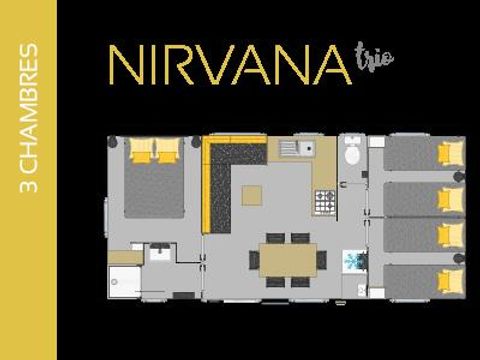 MOBILHOME 6 personnes - Premium 30m² (3 chambres) + terrasse 15m² + draps + serviettes + LV + TV 6 pers.