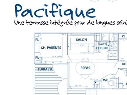 MOBILHOME 4 personnes - Standard 25m² (2 chambres) + terrasse 6m² à 10m² + TV | 4 personnes