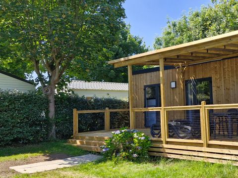MOBILHOME 6 personnes - Premium 30.5m² (3 chambres) + CLIM + terrasse semi-couverte + TV + draps + serviettes 6/7 pers.