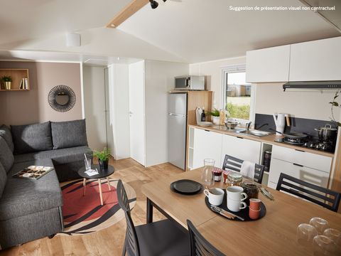 MOBILHOME 6 personnes - Premium 30.5m² (3 chambres) + CLIM + terrasse semi-couverte + TV + draps + serviettes 6/7 pers.