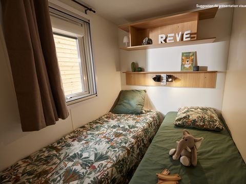 MOBILHOME 6 personnes -    	 Homeflower premium 35m² (3 chambres) + CLIM + terrasse semi-couverte + TV + draps + serviettes | 6 personnes
