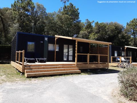 MOBILHOME 6 personnes -    	 Homeflower premium 35m² (3 chambres) + CLIM + terrasse semi-couverte + TV + draps + serviettes | 6 personnes