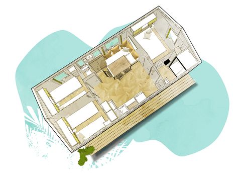 Mobilhome 6 personnes - California- 3 chambres + Climatisation + TV
