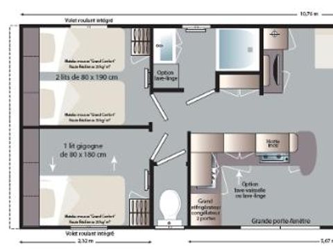 MOBILHOME 7 personnes - Family XL 40 m² - climatisé 6/7 pers