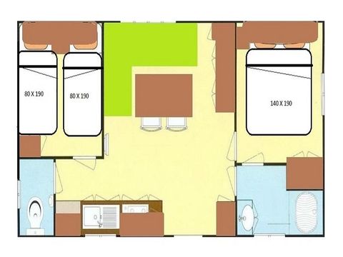 MOBILHOME 5 personnes - MH2 CONFORT PLUS 28 m²