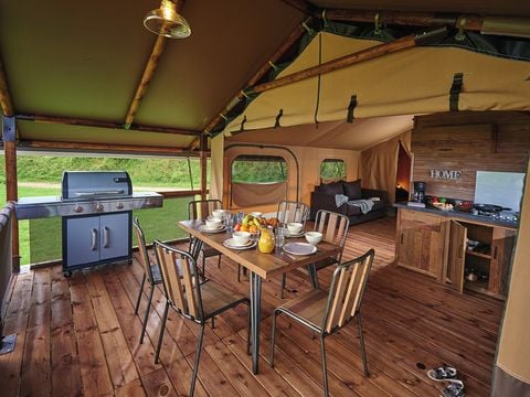 TENTE TOILE ET BOIS 7 personnes - Tente Ciela Nature Lodge - 2 chambres - Cuisine équipée – Salle de bain