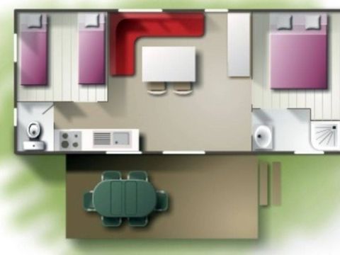 MOBILHOME 4 personnes - Mobil home Classique 2 chambres 4 personnes, 32 m² (modèle 2019), Arrivée Dimanche