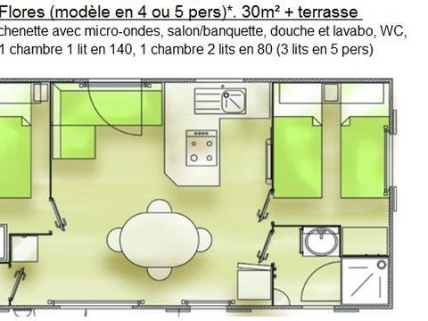 MOBILHOME 5 personnes - FLORES Tonnelle 30 m²