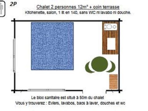 CHALET 2 personnes - 12 m2 sans sanitaires sans eau (Animaux non conseillés)