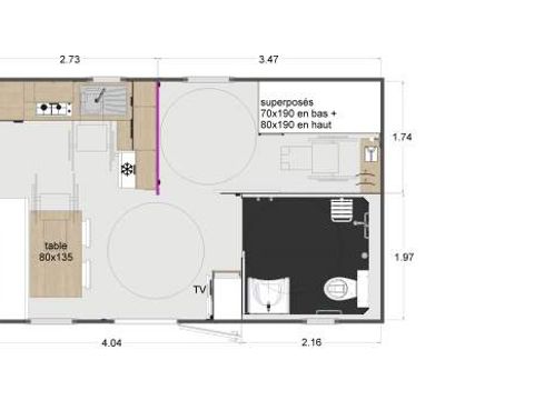 Mobilhome 4 personnes - Lodge PMR GRAND CONFORT BATZ 2022 TV - 2 chambres 33m²
