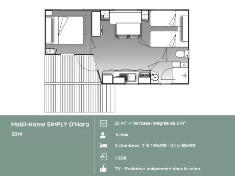 Mobilhome 4 personnes - SIMPLY – 2 chambres, 4 personnes