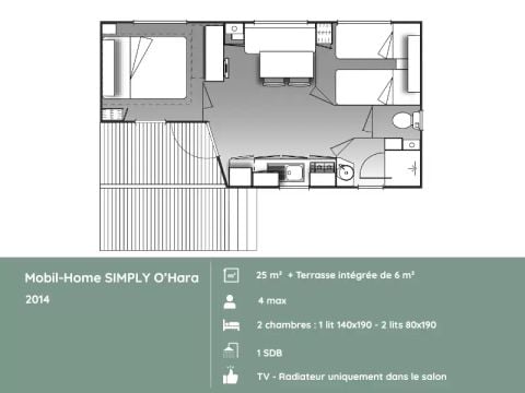 MOBILHOME 4 personnes - SIMPLY O'hara 3 Pièces 4 Personnes + TV