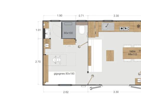 MOBILHOME 4 personnes - Cottage PREMIUM 2 chambres / 2 salles de bain (samedi)