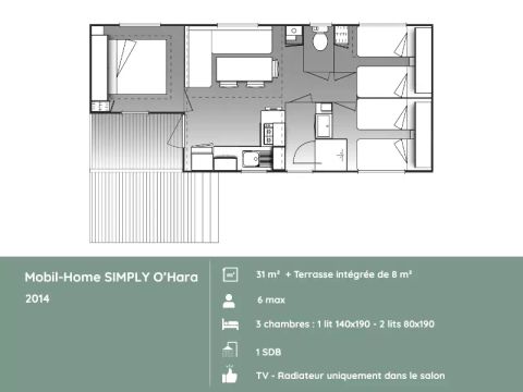 Mobilhome 6 personnes - SIMPLY – 3 chambres, 6 personnes