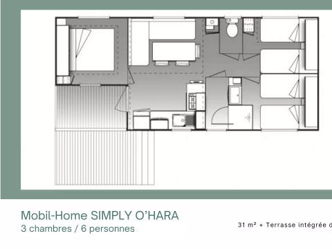 Mobilhome 6 personnes - SIMPLY – 3 chambres, 6 personnes