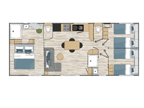 MOBILHOME 6 personnes - Cottage Diamant 6 p 3 Ch 2 Sdb Premium