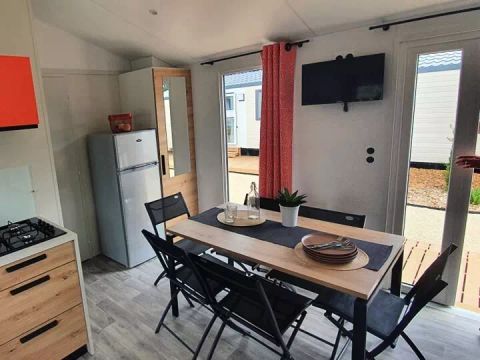 MOBILHOME 6 personnes - COTTAGE PREMIUM  40m2- 3CH - 2 SDB - borne de recharge électrique 6 personnes
