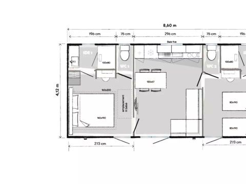 MOBILHOME 4 personnes - COTTAGE PREMIUM  2 ch -2 SDB - borne de recharge électrique 4 personnes