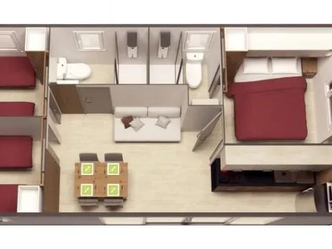 MOBILHOME 6 personnes - Premium 3 chambres 2 salles de bain Premium zone