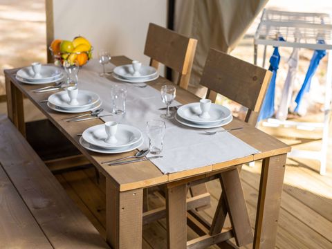 Tente en toile et en bois 5 personnes - Lanterna - Tente Safari Confort + climatisation