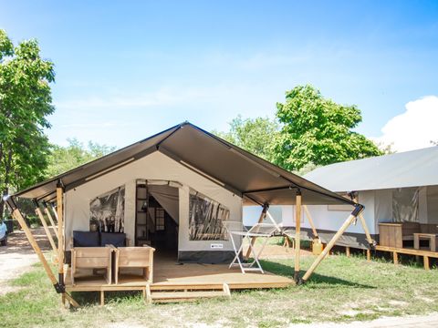 Tente en toile et en bois 5 personnes - Lanterna - Tente Safari Confort + climatisation