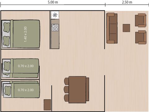 Tente en toile et en bois 5 personnes - Lanterna - Tente safari de luxe (6P)