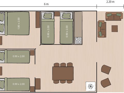 Tente en toile et en bois 5 personnes - Lanterna - Tente Safari Lodge + air conditionné (6P)