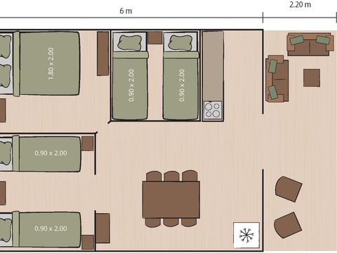 Tente en toile et en bois 5 personnes - Lanterna - Tente Safari Lodge + air conditionné (6P)