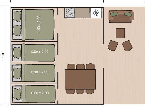 Tente en toile et en bois 5 personnes - Lanterna - Tente safari Harmony