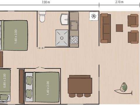 TENTE TOILE ET BOIS 4 personnes - Bijela Uvala - Tente Safari + sanitaires + air conditionné (6P)