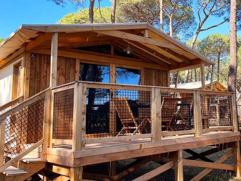 Tente en toile et en bois 5 personnes - Lodge Premium 32m² 2 ch (2024) 4/5 pers